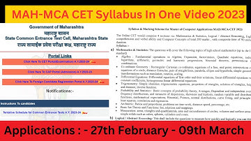 MAH MCA CET Exam Detailed Syllabus | 2023 | Marking Scheme