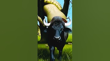 Rescue A buffalo from giant python|| #viral#shorts#animals #funny