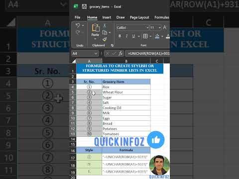 Formulas for styles and structured number list in Excel  #excel #exceltips #exceltricks #microsoft