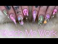 Watch Me Work: Client Request | Galaxy Inspired Nail Art | Clear Acrylic Nail Tutorial