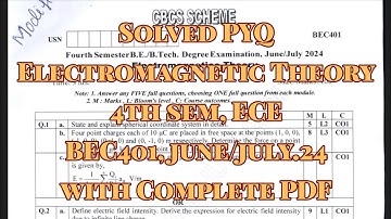 Electromagnetic Theory, solved PYQ, BEC401, june/july.24, 22 scheme, ECE Stream with pdf