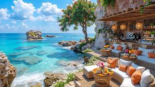Morning Beachside Cafe Ambience with Cheerful Bossa Nova Jazz & Wave Sounds for Energy Your Day