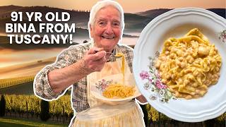 91 Yr Old Bina Makes Tuscan Tagliatini Pasta With Beans  Pasta Grannies