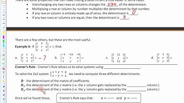 Math 1050 Sec. 8.3 Part 2 - Determinants and Cramer