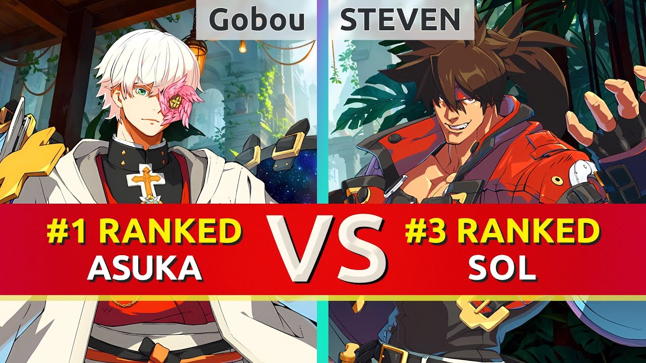 GGST ▰ Gobou (#1 Ranked Asuka) vs STEVEN (#3 Ranked Sol). High Level Gameplay