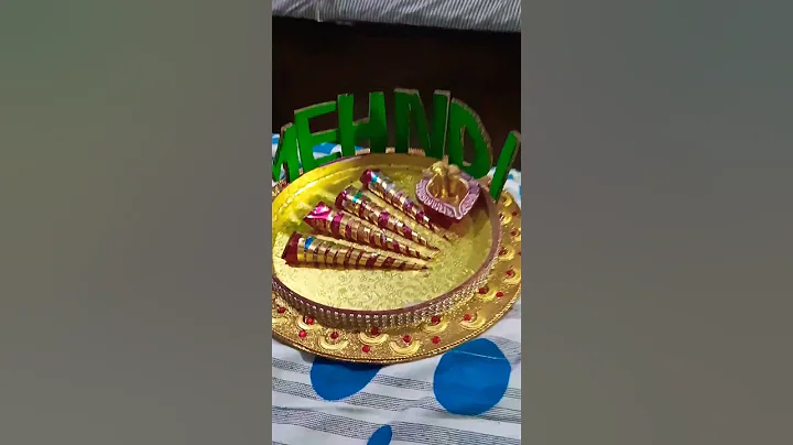 Making Mehndi Thali decoration  Design of waste cardboard for Mehndi function..part-2❤🥰#craft#shorts