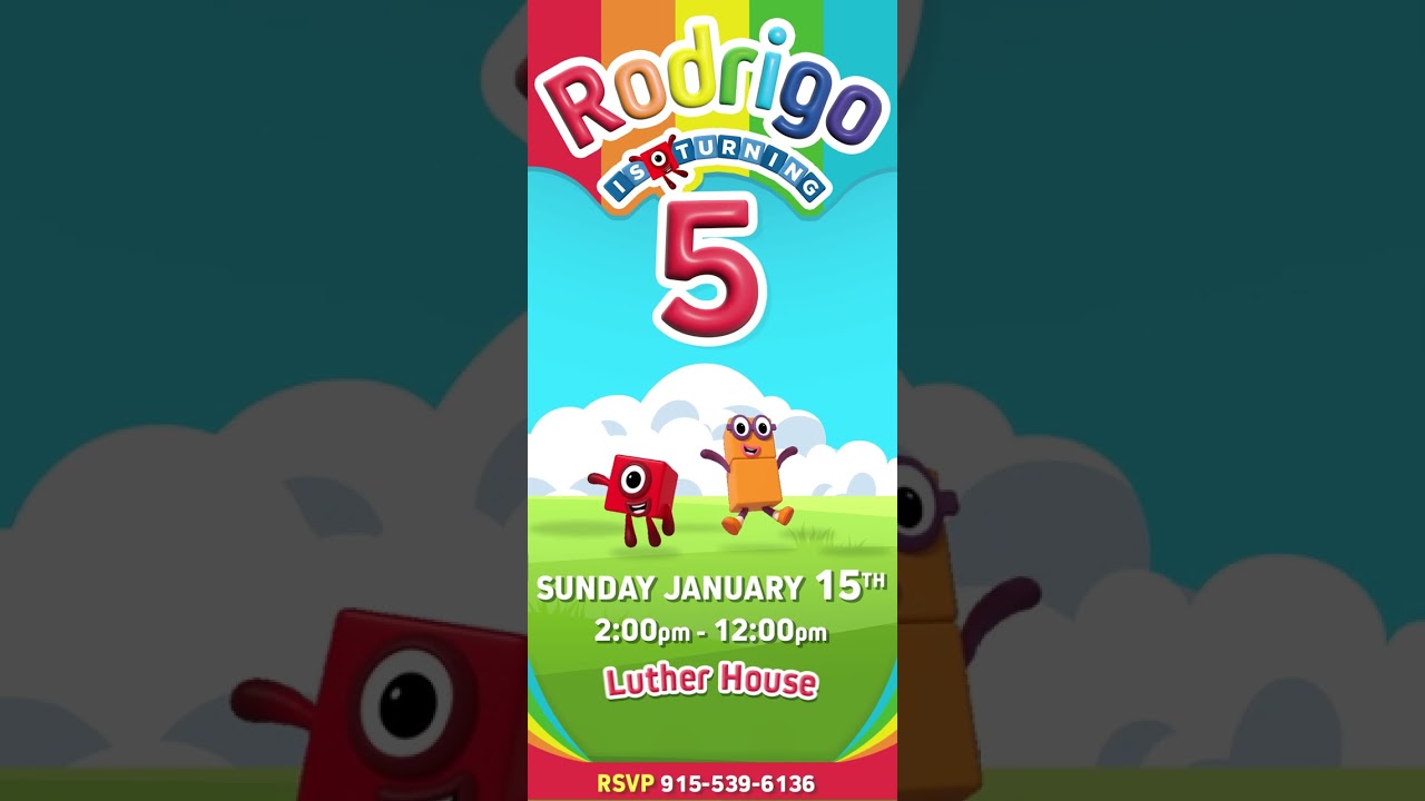 Numberblocks Birthday Video Invitation, Digital Invitation (Personalized) by Digital Creations A
