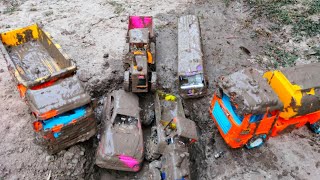 Drive the Muddy Toy Vehicle by hand and threw it into the water for cleaning| Toy Vehicles Cleaning|