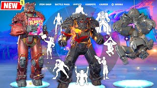 Fortnite Fallout T-60 POWER ARMOR doing ALL Built In Emotes and Funny Dances シ
