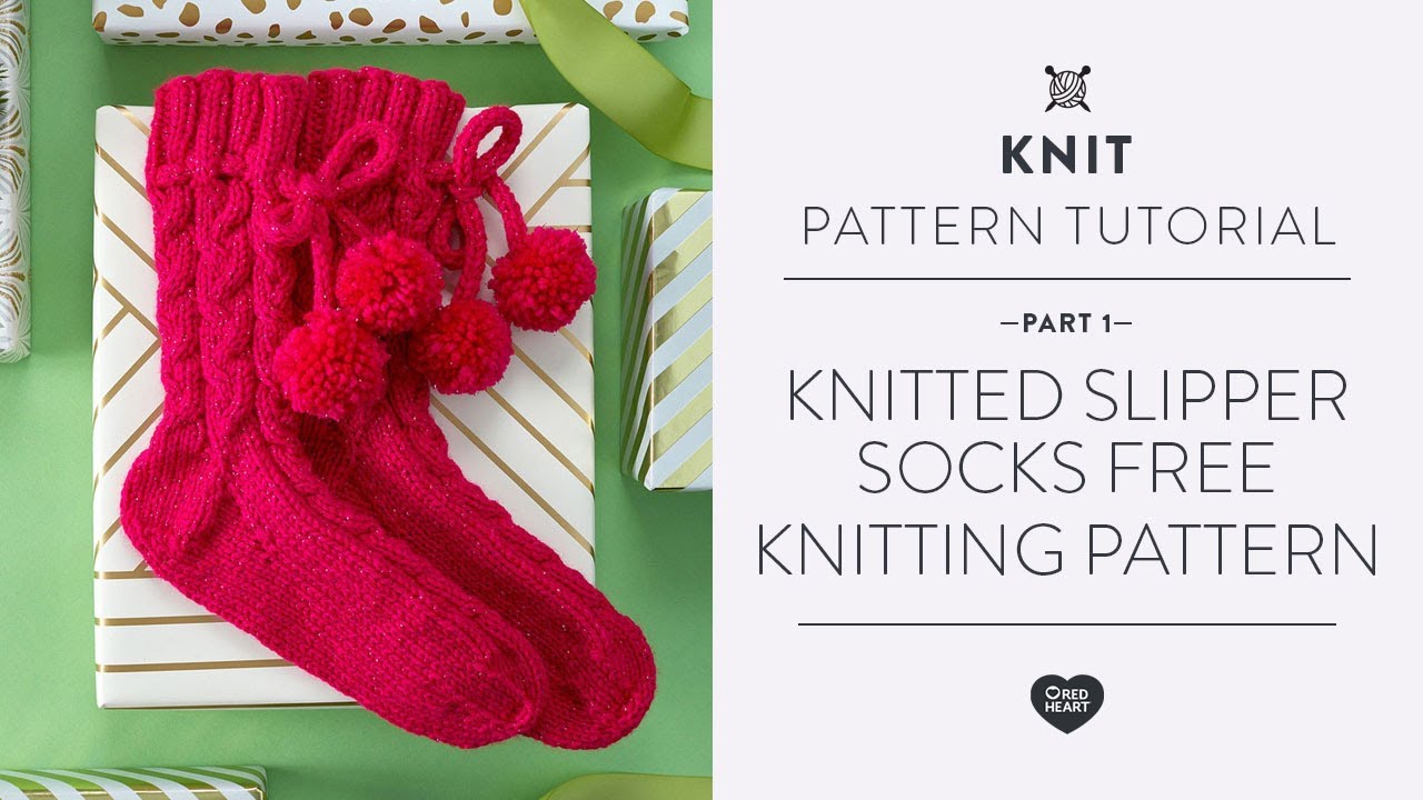 Knitted Slipper Socks Free Knitting Pattern Part 1 of 3 - YouTube