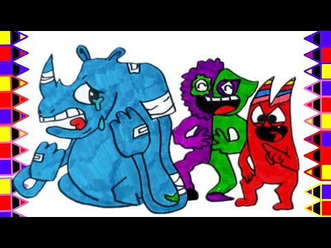 desenhos para colorir Rainbow Friends v Sovic FNF 6 – Colorindo páginas