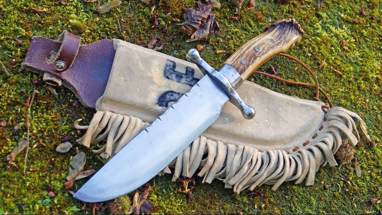 absurd Værdiløs Dinkarville Knife collection Native Indian Trapper Frontier Bowie Knife Western custom  handgemachtes Messer Stag - YouTube