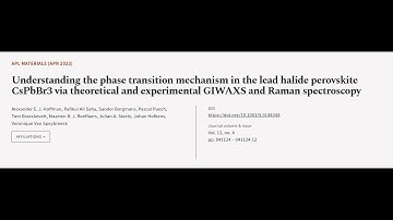 Understanding the phase transition mechanism in the lead halide perovskite CsPbBr3 vi... | RTCL.TV