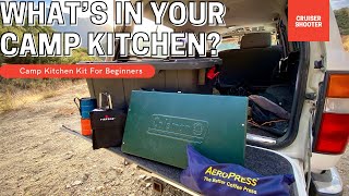 Beginner Kitchen supplies for Camping And Overlanding. Camp Kitchen Ideas