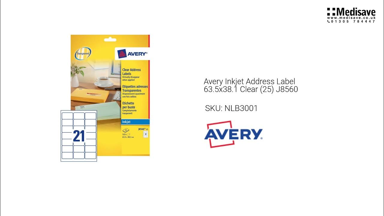 Avery Inkjet Address Label 63 5x38 1 Clear 25 J8560 NLB3001 YouTube