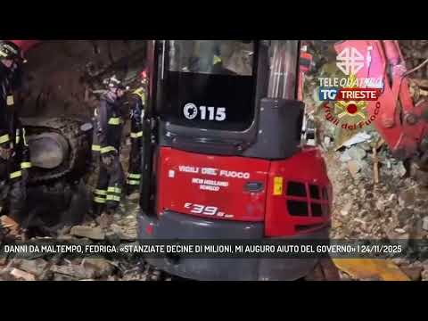 DANNI DA MALTEMPO, FEDRIGA: «STANZIATE DECINE DI MILIONI, MI AUGURO AIUTO DEL GOVERNO» | 24/11/2025
