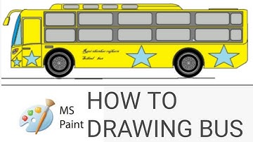 How to draw Bus | Drawing Luxury Bus on computer using Ms Paint  Bus drawing easily.