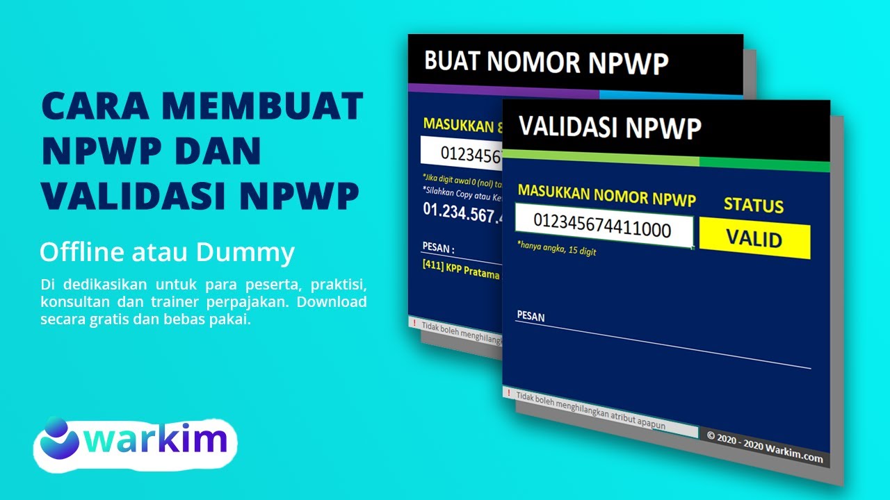 Cara Membuat NPWP dan Validasi NPWP Offline (Dummy) Gratis Download