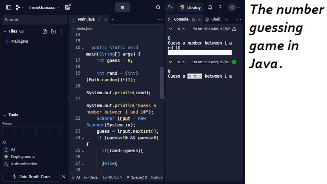 How to implement the number guessing game in Java - YouTube