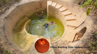 Building The Most Water Slide Tunnel Swimming Pools Underground And Cave House Underground