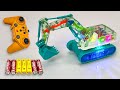 Unboxing Gear Excavator 11CH Remote Control Excavator Xuezhishan Police Car Tanker Truck Robot 