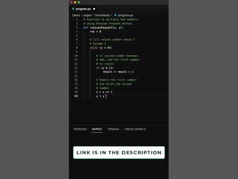 Multiply Integers Using Russian Peasant Algorithm in Python #shorts # ...
