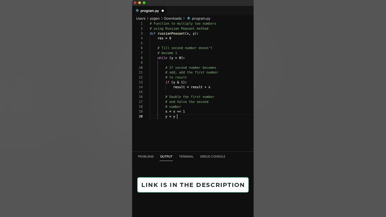 Multiply Integers Using Russian Peasant Algorithm in Python #shorts # ...