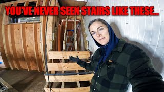 Couple Builds CUSTOM STAIRS to MODERN CONTAINER HOUSE #stairs #diy #build