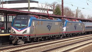 Amtrak ACS-64 Double Header and More Trains at Metropark Station