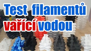 Test 22 filamentů vařící vodou (tištěno na Qidi Q1Pro)