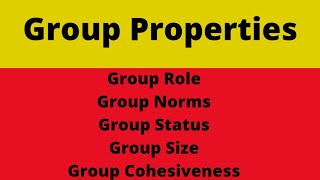 Group Properties In Organizational Behavior.