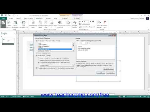Publisher 2013 Tutorial Inserting and Deleting Merge Fields Microsoft Training Lesson 10.5
