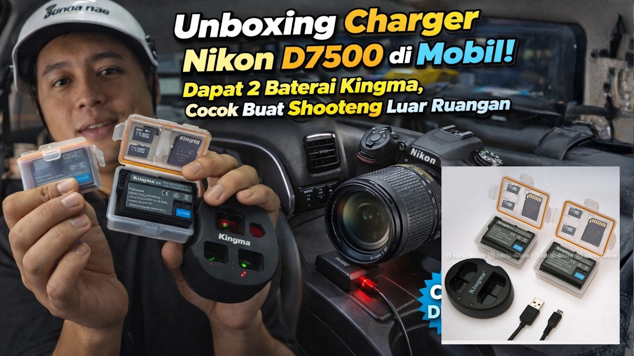 Unboxing Charger Kamera DSLR untuk Nikon D7500 di Mobil + 2 Baterai Kingma Cadangan!