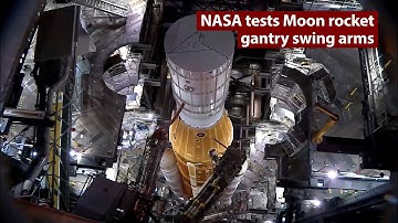 NASA tests Moon rocket launch pad gantry swing arms