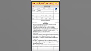 Lnmu  part2 admit card #shorts #lnmu#shortsvideo