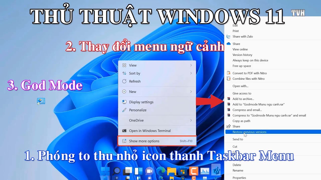 Thủ thuật Windows 11 – God Mode, Phóng to thu nhỏ icon thanh taskbar, thay đổi menu ngữ cảnh