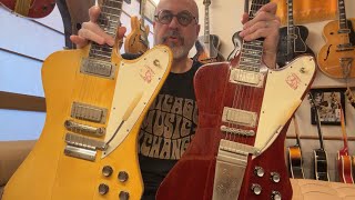 Comparing two 60’s Firebirds. Cherry all original and banana with mini-hum-buckers. You be the judge