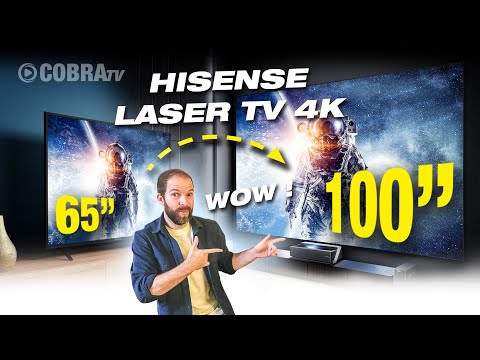 Installation, démo et présentation du Laser TV Hisense 100’’ : Projecteur courte focal 4K | COBRA TV