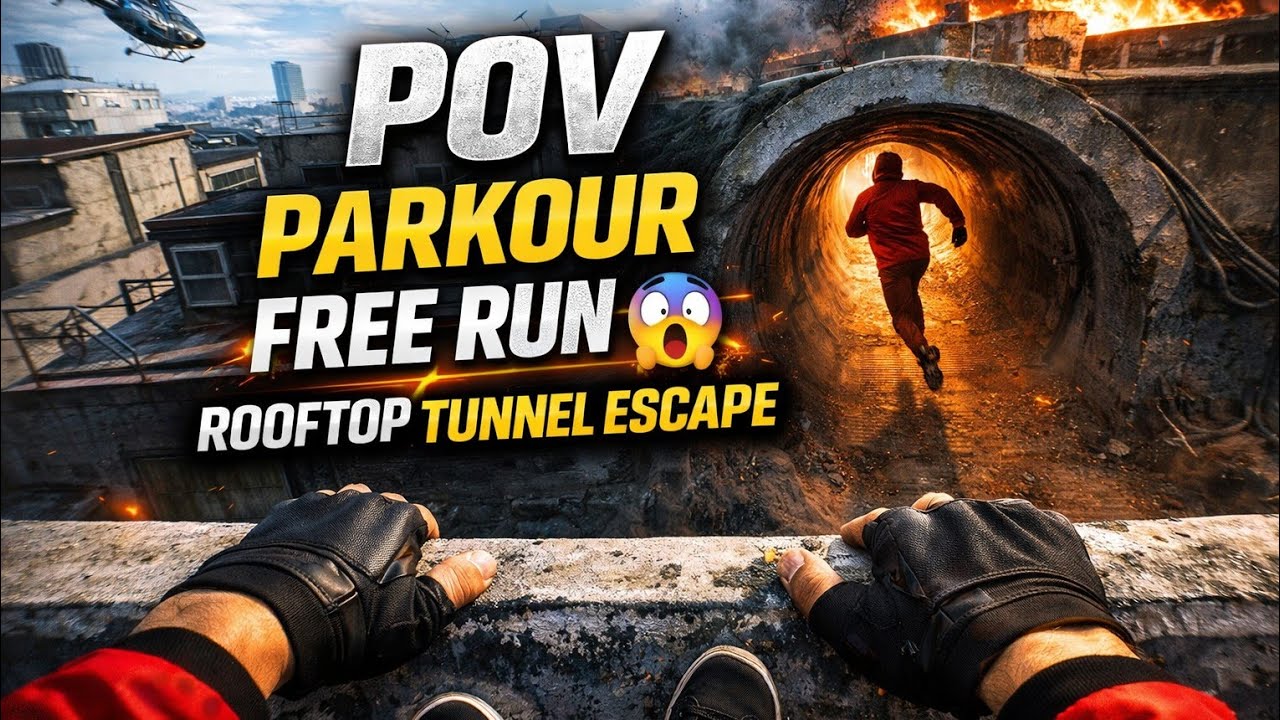 POV Parkour Free Run 😱 | Rooftop Tunnel Escape