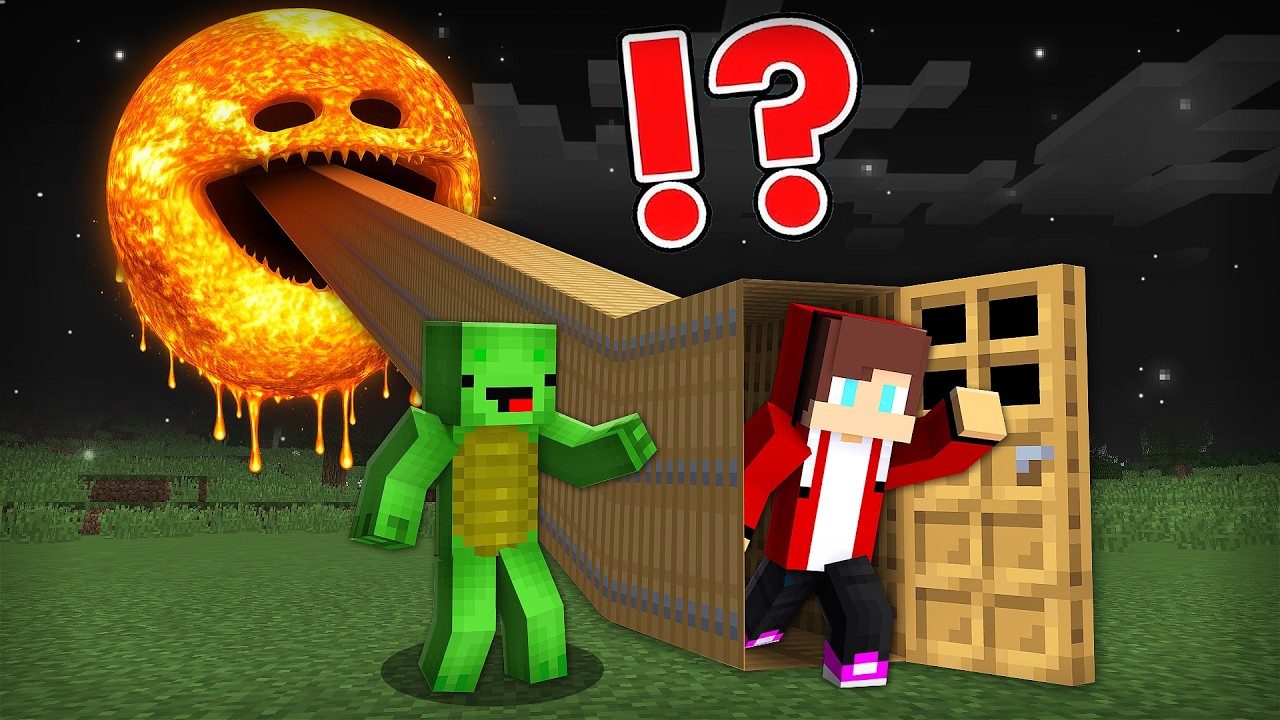 JJ and Mikey found a LONGEST DOOR to the LAVA MOON WAKES UP in Minecraft Challenge - Maizen