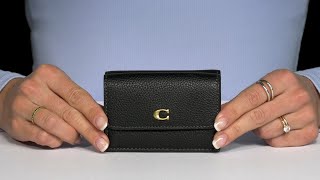 COACH Polished Pebble Leather Essential Mini Trifold Wallet SKU: 9936493