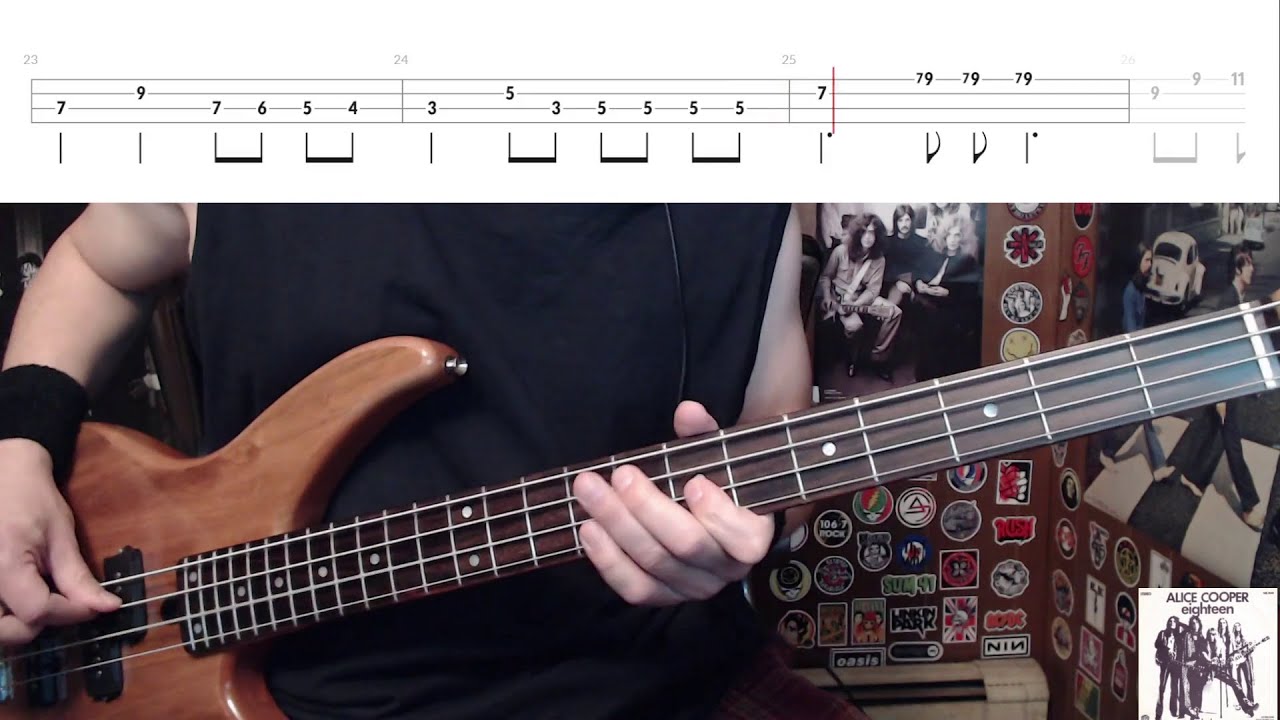 I M Eighteen By Alice Cooper Bass Cover With Tabs Play Along YouTube