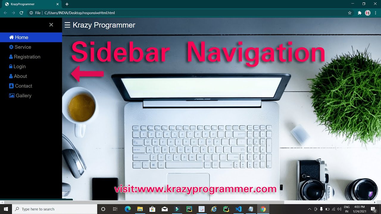 How to create Sidebar Navigation in HTML and CSS - YouTube