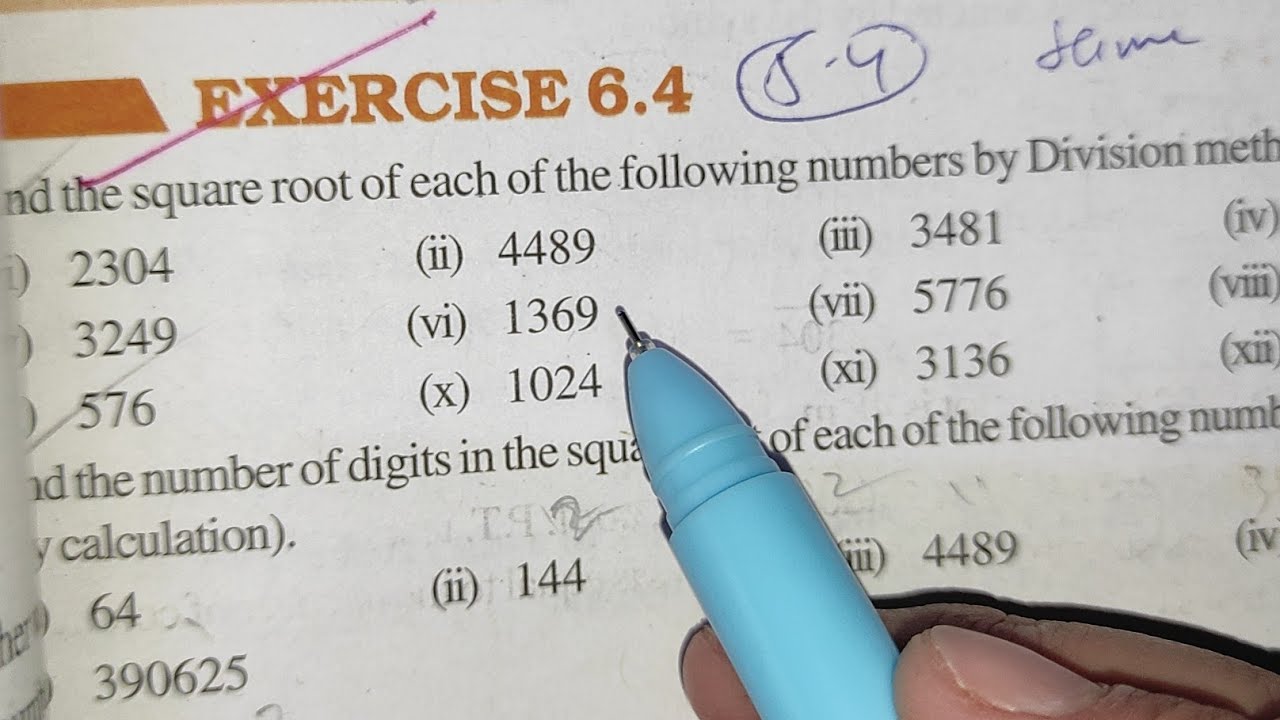 Square and Square root Chapter -6 Ex-6.4 || Ncert Class 8th Maths