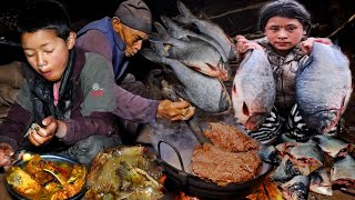 A Rural Family's Daily Life In A Remote Eastern Himalayan Village Of Nepal, Cooking Fish Curry 