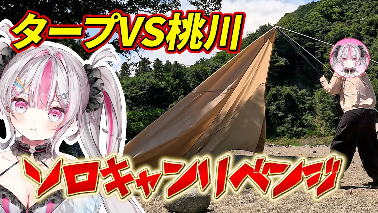 【ももキャン】初心者キャンプ女子、一人でタープを張ろうとしたがあまりにも悲しい動画に...【桃川ニジマス/うおむすめ】