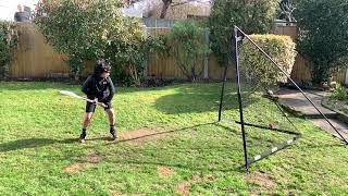 Using the Aero Pro V cricket net - rishi age 10 - shot 1
