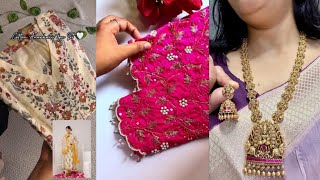 Meesho Maggam Work Blouse And Sarees Cotton Kurtha Sets