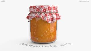 Homemade Mango Currant Jam Jars with Fabric Cup 3D model by 3DModels.org