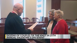 Dozens of couples get married at Bernalillo County Metro Court on Valentine's Day